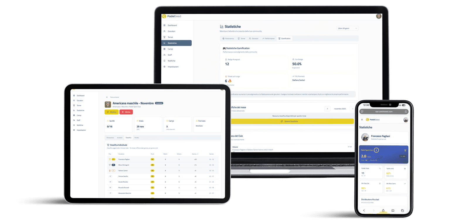 padelseed creazione e gestione dei tornei di padel